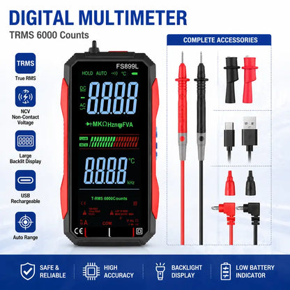 Digital Multimeter - True RMS Auto-Ranging For Fast Electrical Testing