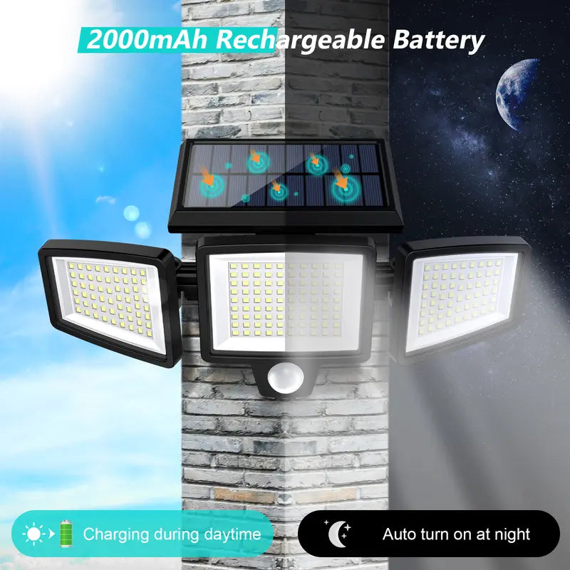 Ultra-Bright 2500LM 210-LED Solar Outdoor Motion Sensor Flood Lights