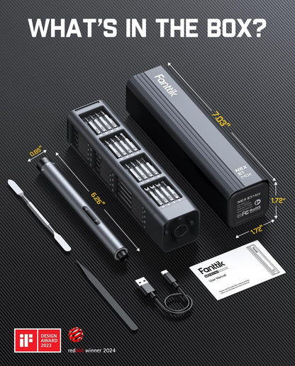 Precision Cordless Mini Electric Screwdriver Set with 50 Magnetic Bits