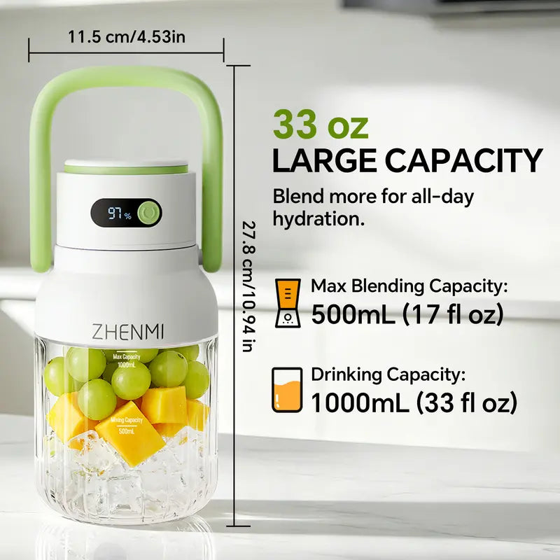 33oz Cordless Portable Blender & Ice Crushing Smoothie Maker