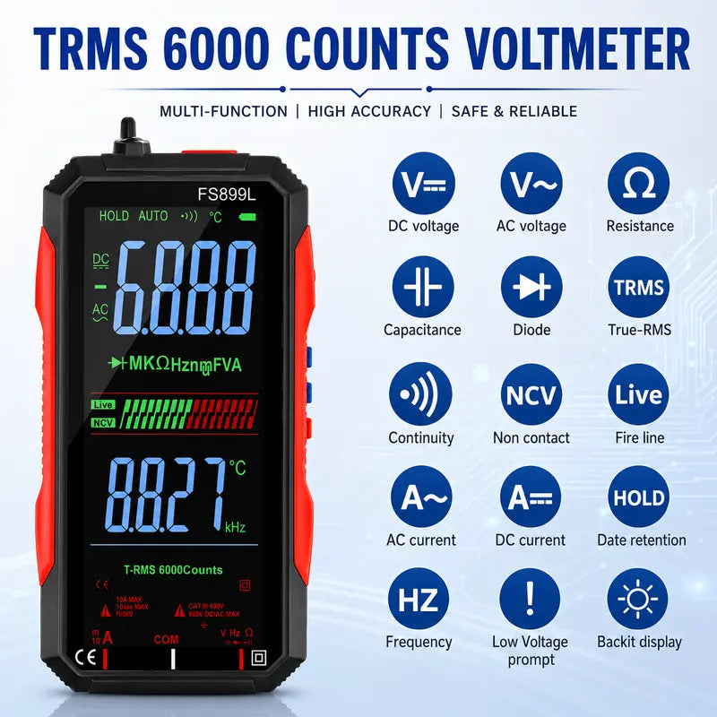 Digital Multimeter - True RMS Auto-Ranging For Fast Electrical Testing