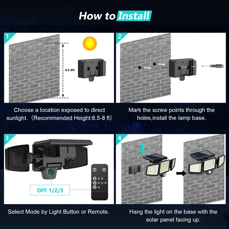 Ultra-Bright 2500LM 210-LED Solar Outdoor Motion Sensor Flood Lights