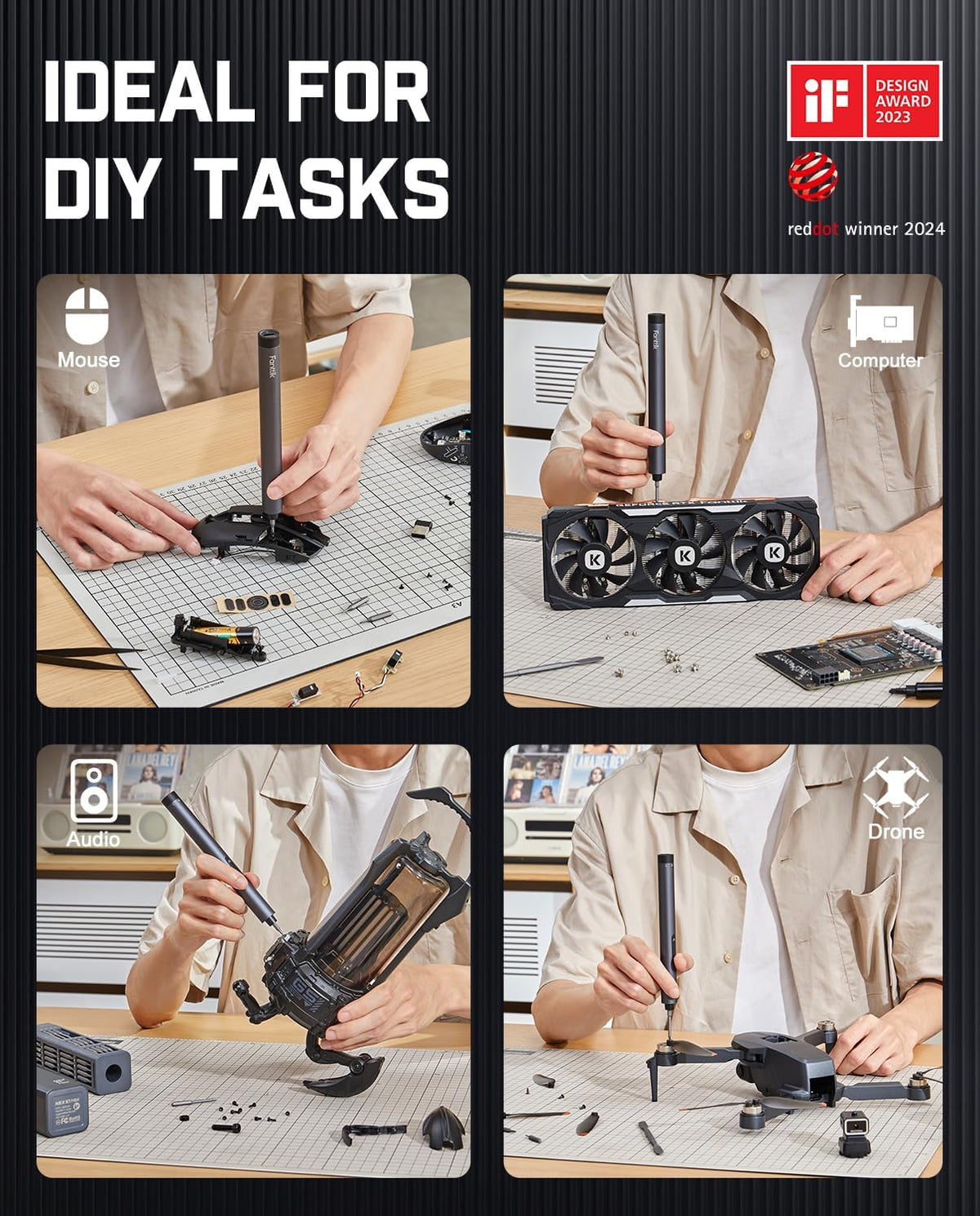 Precision Cordless Mini Electric Screwdriver Set with 50 Magnetic Bits