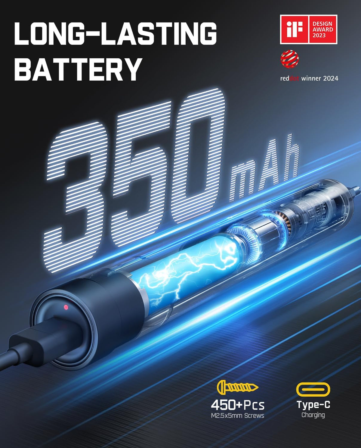 Precision Cordless Mini Electric Screwdriver Set with 50 Magnetic Bits
