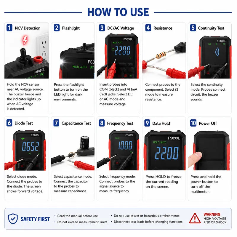 Digital Multimeter - True RMS Auto-Ranging For Fast Electrical Testing