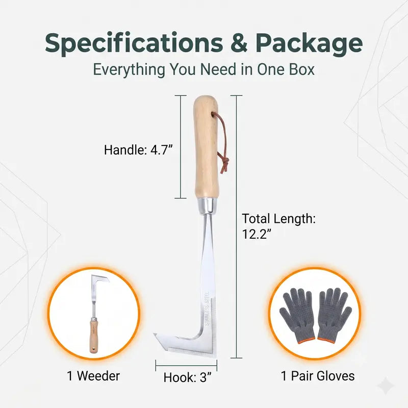 Crevice Weeder Tool - 3-Edge Stainless Steel Blade For Effortless Weed Removal