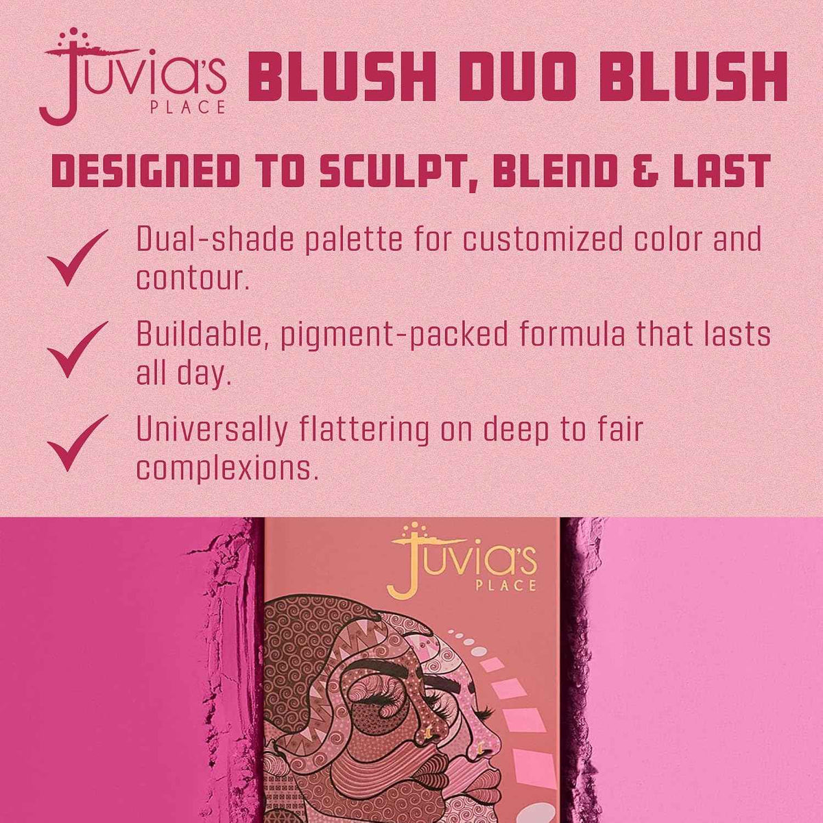 Dual-Shade Powder Blush Palette for All Skin Tones